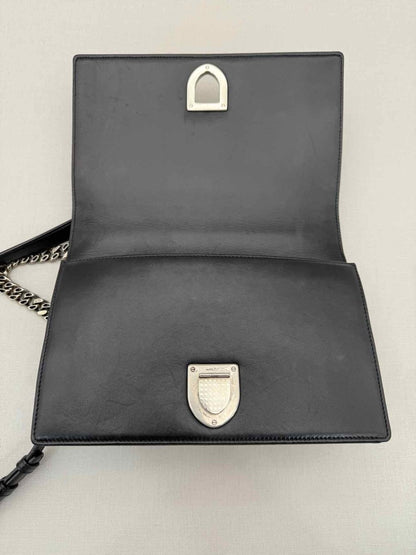 Pre - loved CHRISTIAN DIOR Studded Diorama Black Shoulder Bag at Reems Closet