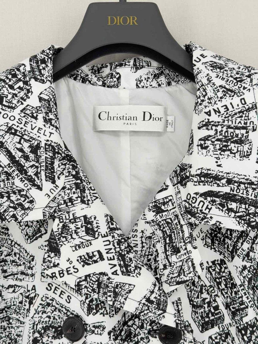 Pre - loved CHRISTIAN DIOR Trench Black & White Size US 2 Coat at Reems Closet