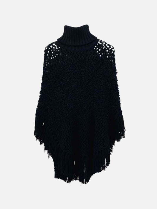 Pre - loved CHRISTIAN DIOR Turtle Neck Black Poncho at Reems Closet