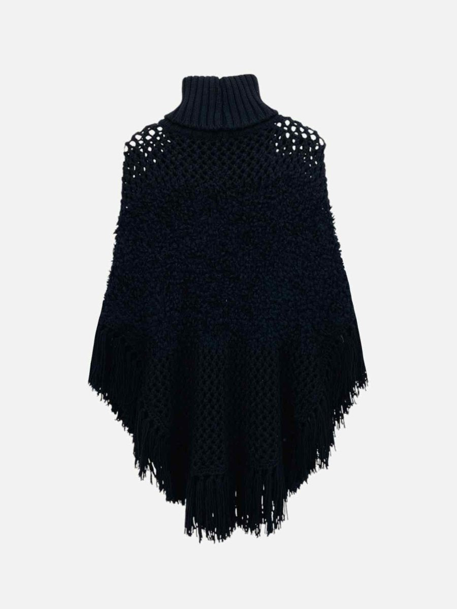 Pre - loved CHRISTIAN DIOR Turtle Neck Black Poncho at Reems Closet