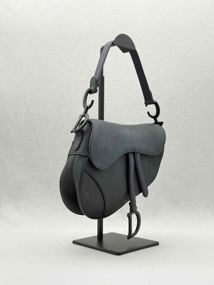 Pre - loved CHRISTIAN DIOR Ultra Matte Black Saddle Bag at Reems Closet