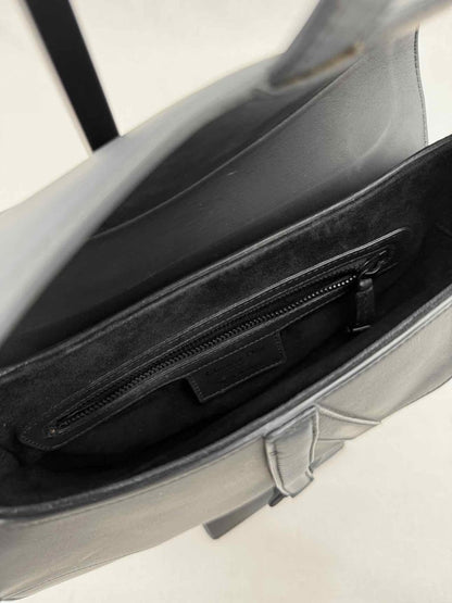 Pre - loved CHRISTIAN DIOR Ultra Matte Black Saddle Bag at Reems Closet