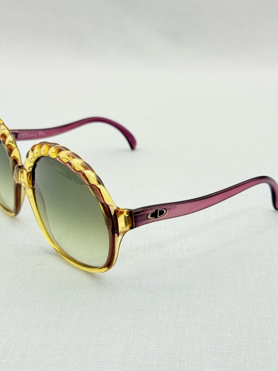 Pre - loved CHRISTIAN DIOR Vintage Burgundy & Yellow Sunglasses at Reems Closet
