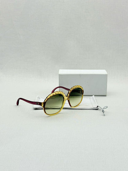 Pre - loved CHRISTIAN DIOR Vintage Burgundy & Yellow Sunglasses at Reems Closet