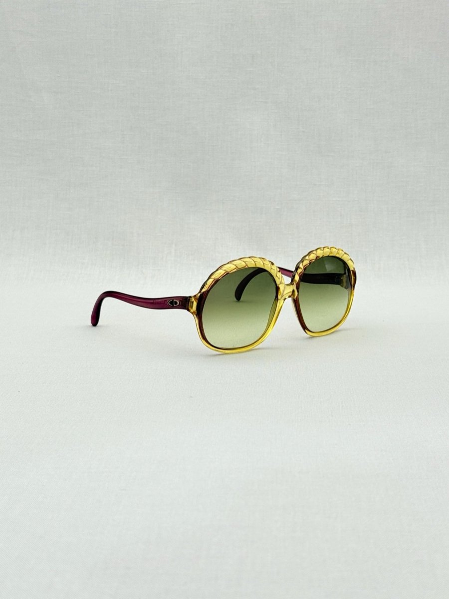 Pre - loved CHRISTIAN DIOR Vintage Burgundy & Yellow Sunglasses at Reems Closet