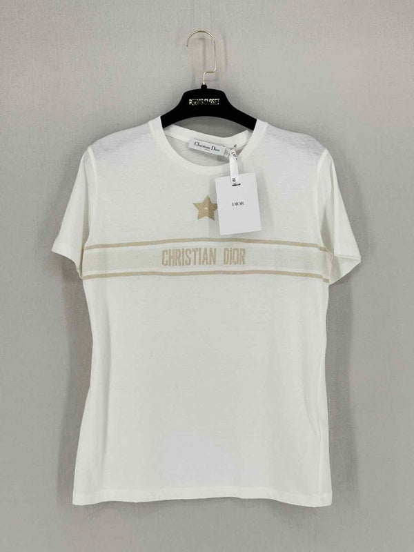 Pre - loved CHRISTIAN DIOR White Logo Size Small T-shirt at Reems Closet