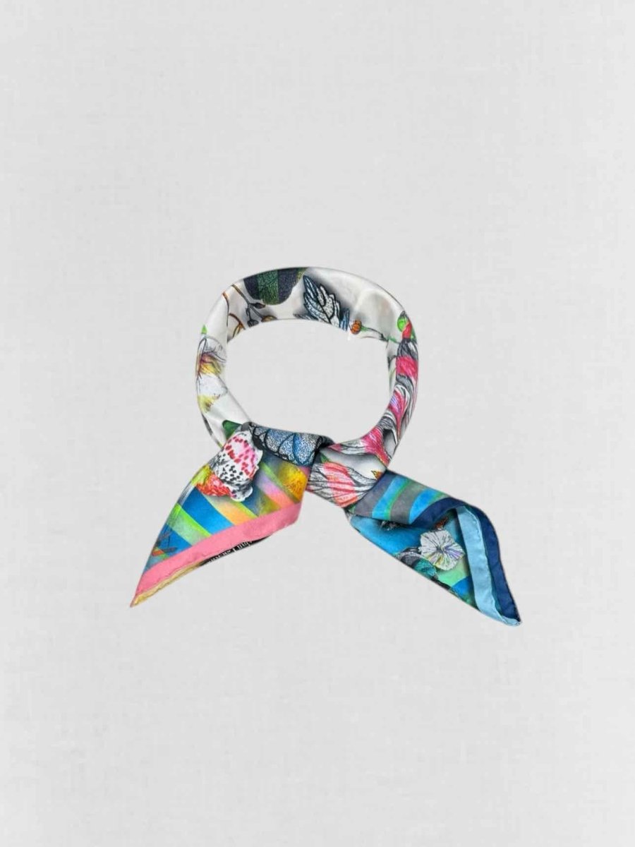 Pre - loved CHRISTIAN LACROIX Green Multicolor Floral Print Scarf at Reems Closet