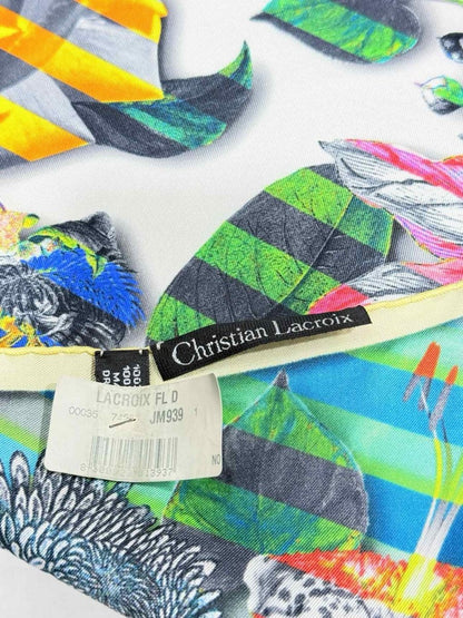 Pre - loved CHRISTIAN LACROIX Green Multicolor Floral Print Scarf at Reems Closet
