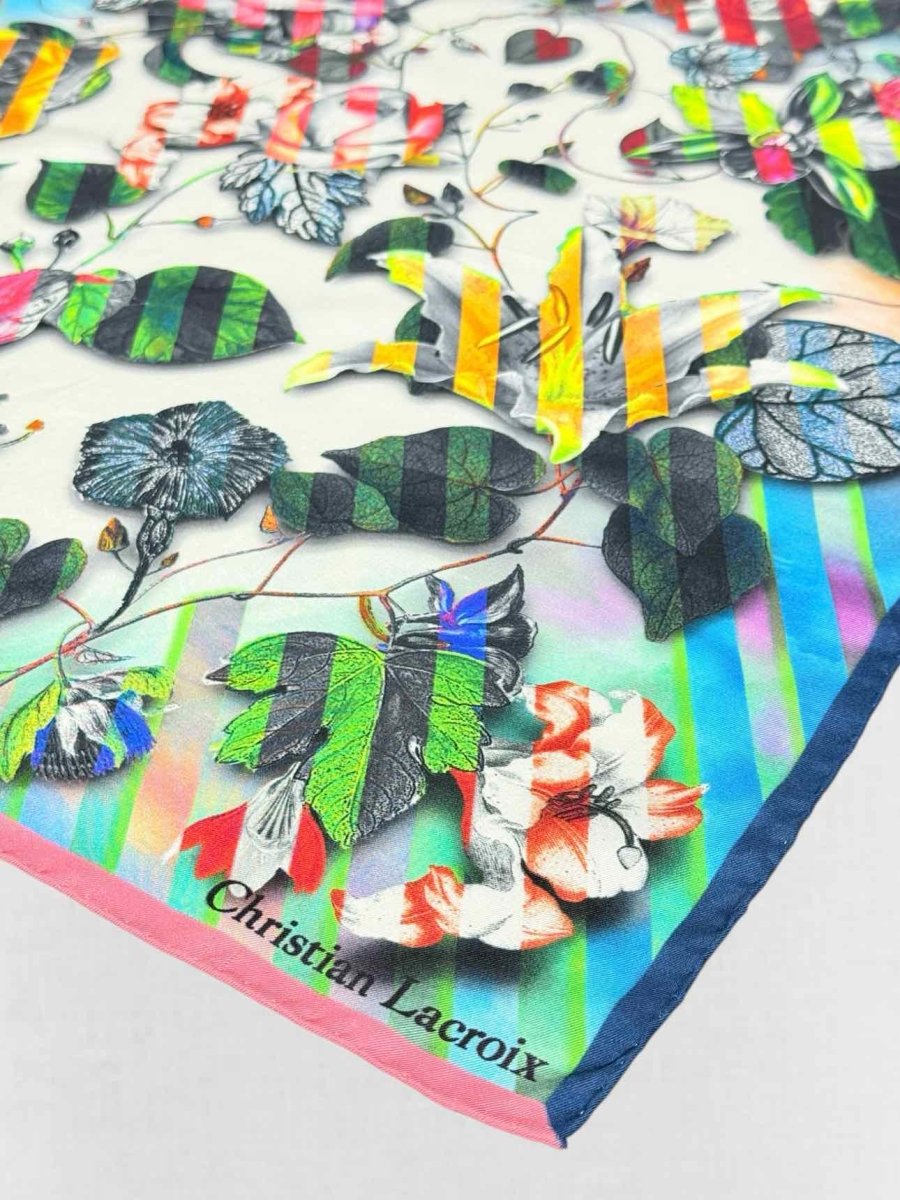 Pre - loved CHRISTIAN LACROIX Green Multicolor Floral Print Scarf at Reems Closet