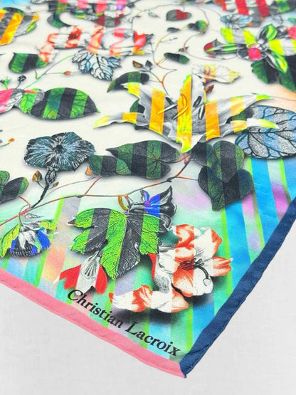 Pre - loved CHRISTIAN LACROIX Green Multicolor Floral Print Scarf at Reems Closet