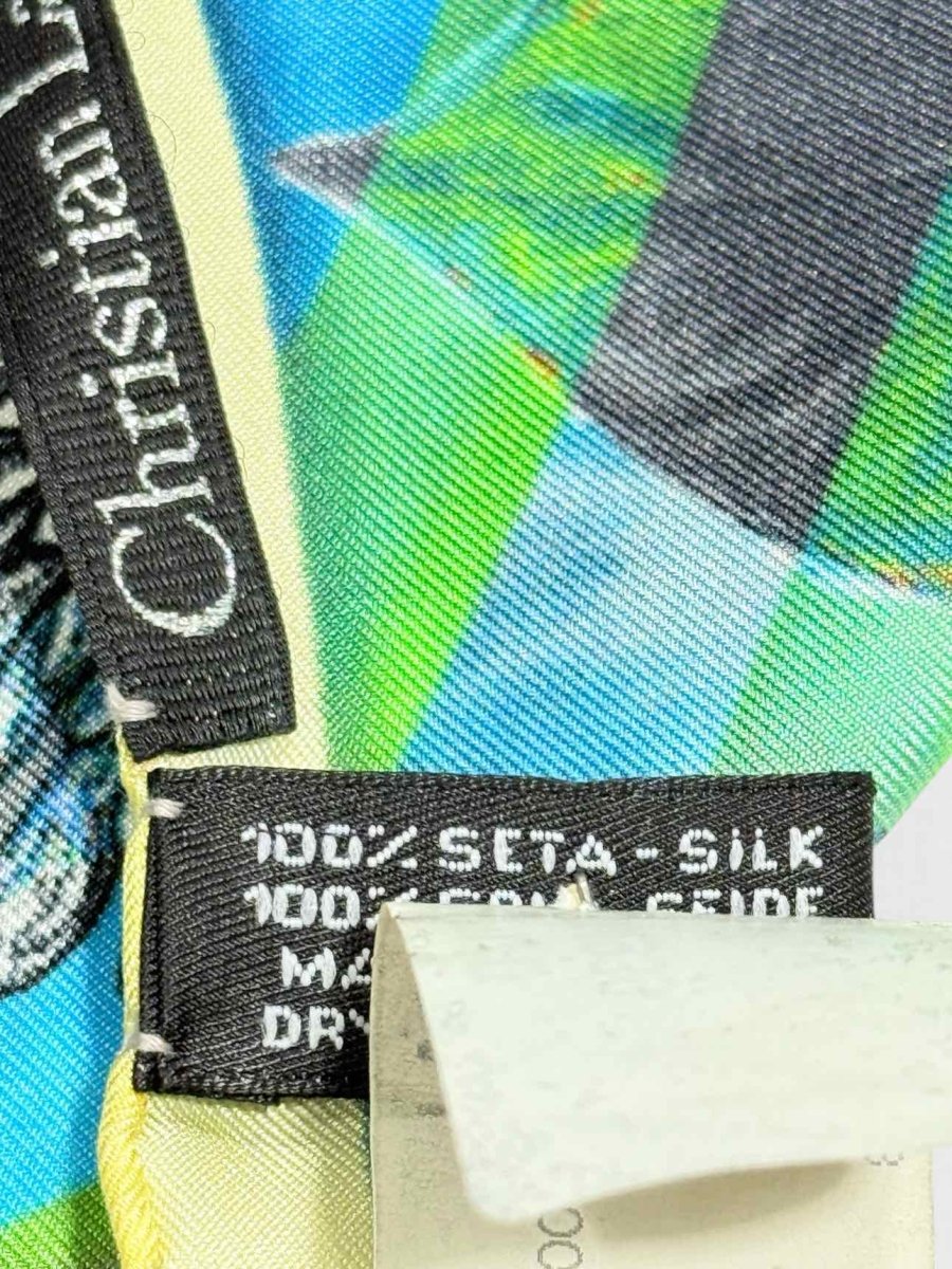 Pre - loved CHRISTIAN LACROIX Green Multicolor Floral Print Scarf at Reems Closet