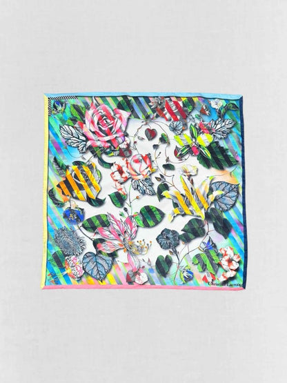 Pre - loved CHRISTIAN LACROIX Green Multicolor Floral Print Scarf at Reems Closet