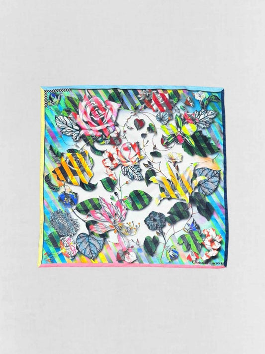 Pre - loved CHRISTIAN LACROIX Green Multicolor Floral Print Scarf at Reems Closet