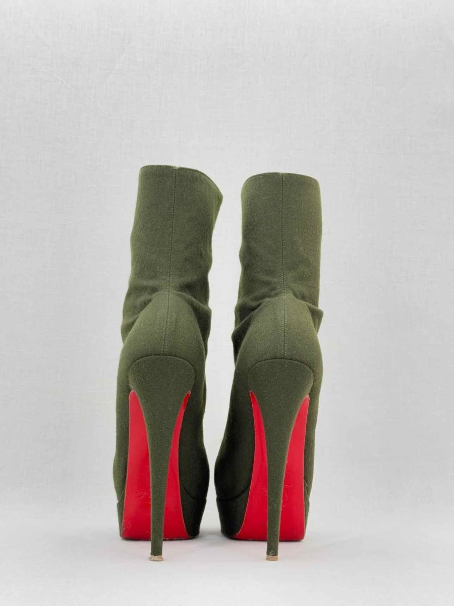 Pre - loved CHRISTIAN LOUBOUTIN Alta Bouton Khaki Size EU 39 Boots at Reems Closet