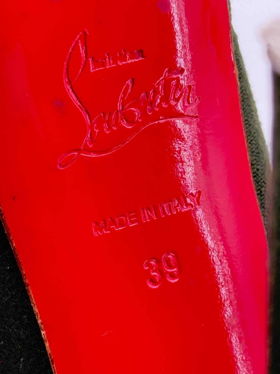 Pre - loved CHRISTIAN LOUBOUTIN Alta Bouton Khaki Size EU 39 Boots at Reems Closet
