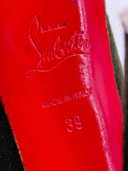 Pre - loved CHRISTIAN LOUBOUTIN Alta Bouton Khaki Size EU 39 Boots at Reems Closet