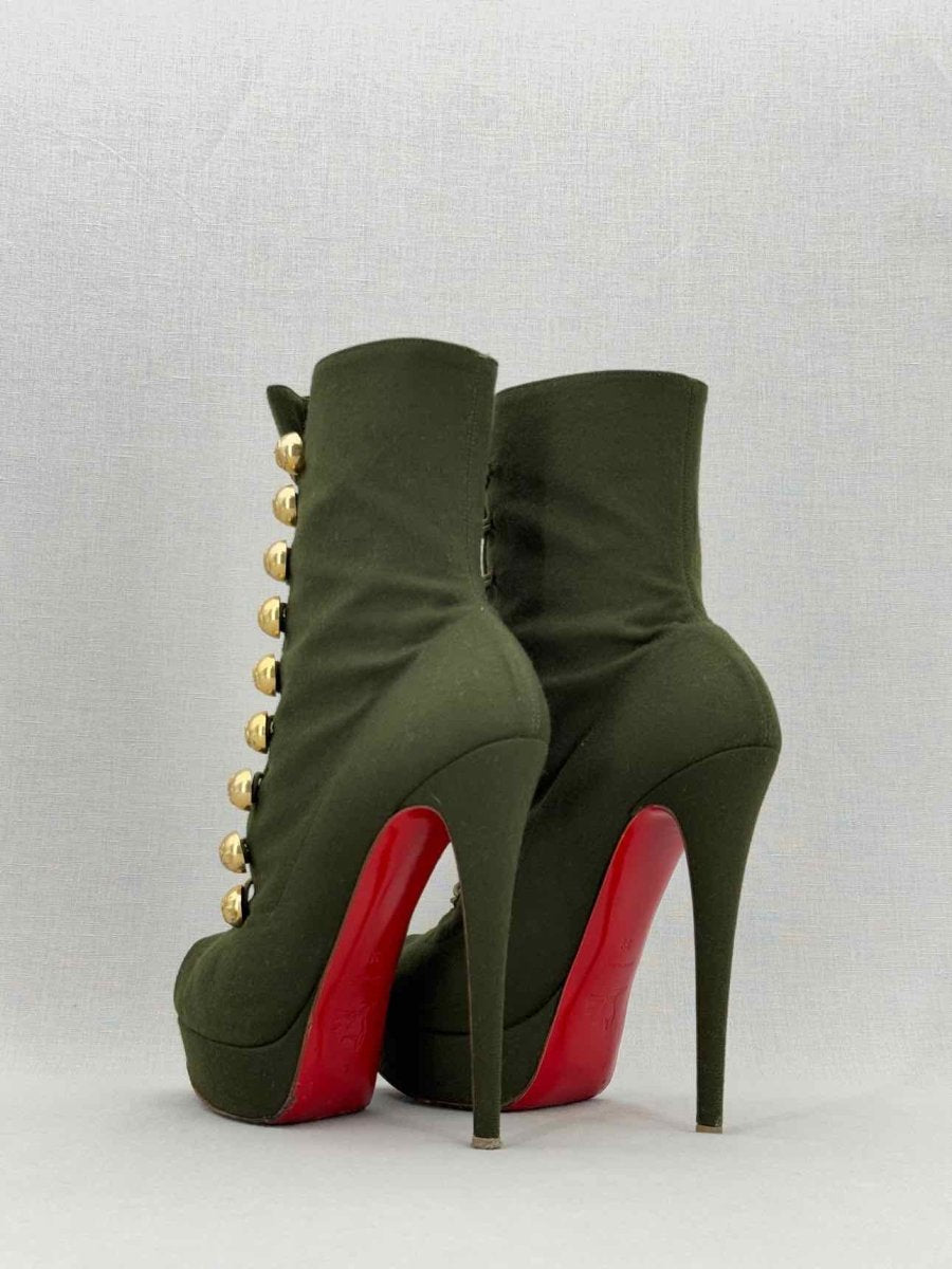 Pre - loved CHRISTIAN LOUBOUTIN Alta Bouton Khaki Size EU 39 Boots at Reems Closet