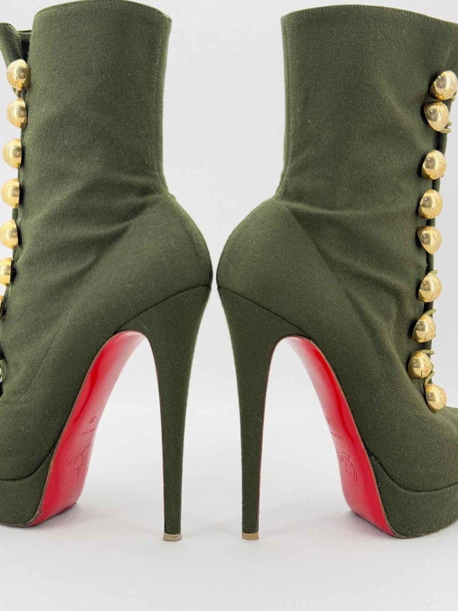 Pre - loved CHRISTIAN LOUBOUTIN Alta Bouton Khaki Size EU 39 Boots at Reems Closet
