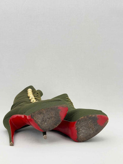 Pre - loved CHRISTIAN LOUBOUTIN Alta Bouton Khaki Size EU 39 Boots at Reems Closet