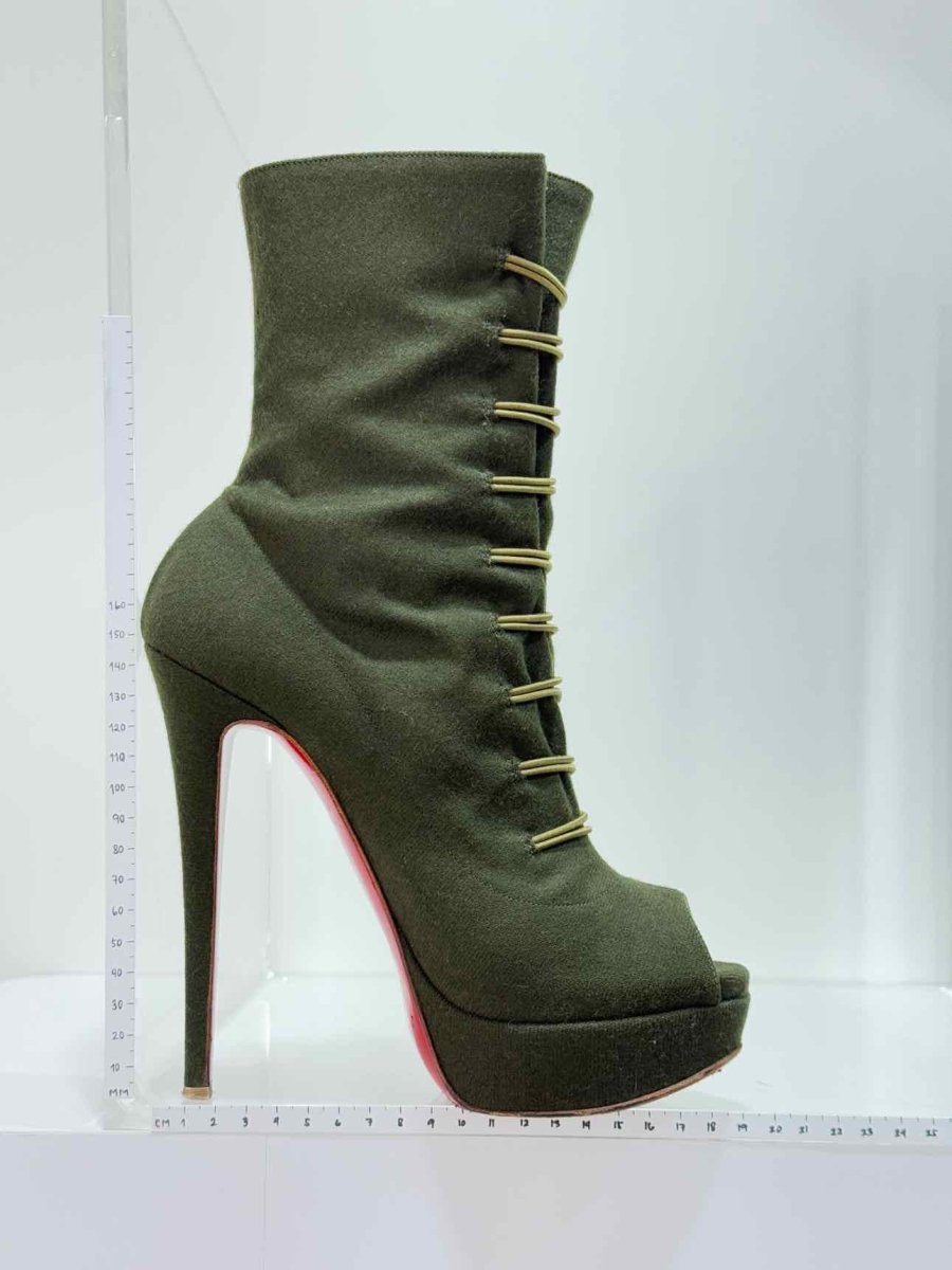 Pre - loved CHRISTIAN LOUBOUTIN Alta Bouton Khaki Size EU 39 Boots at Reems Closet