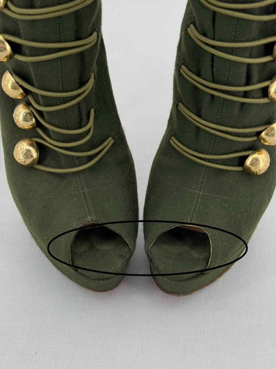 Pre - loved CHRISTIAN LOUBOUTIN Alta Bouton Khaki Size EU 39 Boots at Reems Closet