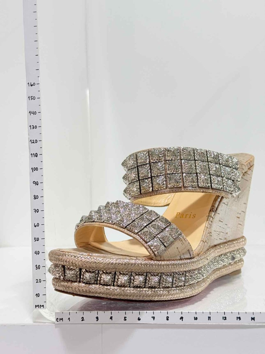 Pre - loved CHRISTIAN LOUBOUTIN Beige Size EU 38 Wedges at Reems Closet