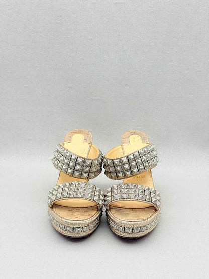Pre - loved CHRISTIAN LOUBOUTIN Beige Size EU 38 Wedges at Reems Closet