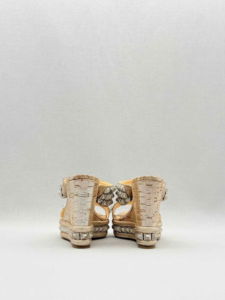 Pre - loved CHRISTIAN LOUBOUTIN Beige Size EU 38 Wedges at Reems Closet