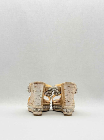 Pre - loved CHRISTIAN LOUBOUTIN Beige Size EU 38 Wedges at Reems Closet