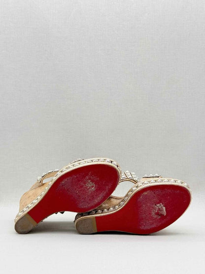 Pre - loved CHRISTIAN LOUBOUTIN Beige Size EU 38 Wedges at Reems Closet