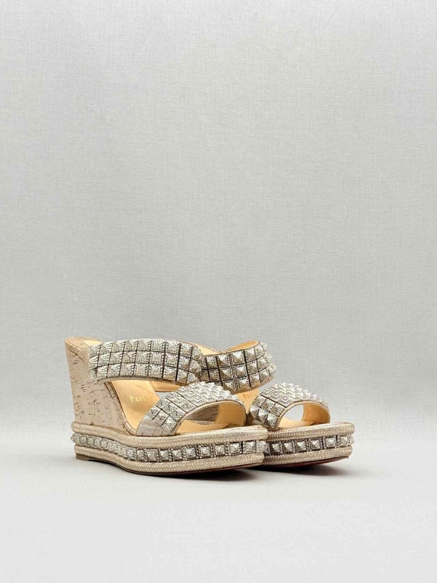 Pre - loved CHRISTIAN LOUBOUTIN Beige Size EU 38 Wedges at Reems Closet