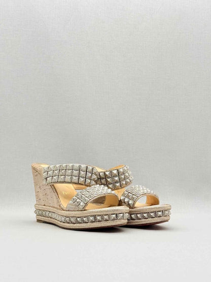 Pre - loved CHRISTIAN LOUBOUTIN Beige Size EU 38 Wedges at Reems Closet