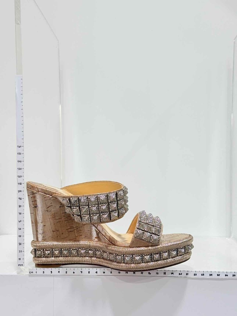 Pre - loved CHRISTIAN LOUBOUTIN Beige Size EU 38 Wedges at Reems Closet