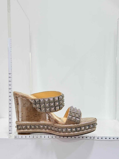 Pre - loved CHRISTIAN LOUBOUTIN Beige Size EU 38 Wedges at Reems Closet