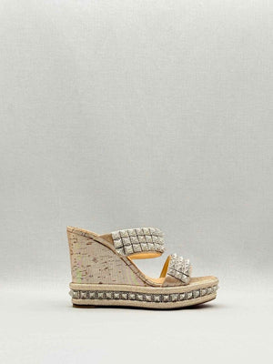 Pre - loved CHRISTIAN LOUBOUTIN Beige Size EU 38 Wedges at Reems Closet