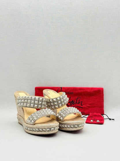 Pre - loved CHRISTIAN LOUBOUTIN Beige Size EU 38 Wedges at Reems Closet