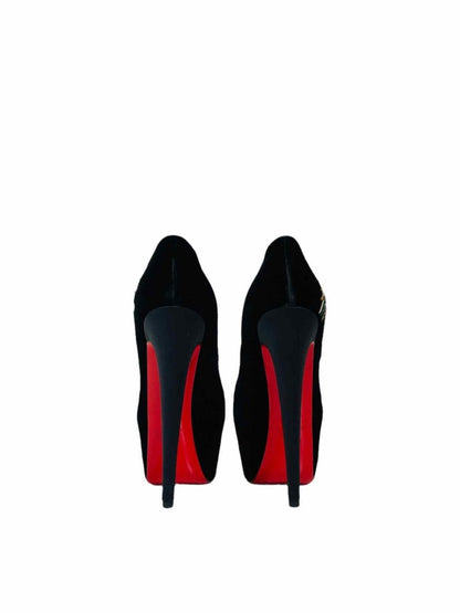 Pre - loved CHRISTIAN LOUBOUTIN Black Embroidered Pumps at Reems Closet