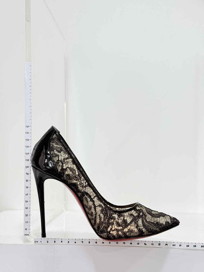Pre - loved CHRISTIAN LOUBOUTIN Black Lace Size EU 37.5 Pumps at Reems Closet