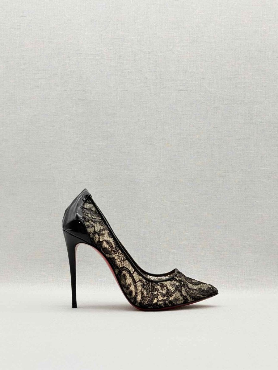 Pre - loved CHRISTIAN LOUBOUTIN Black Lace Size EU 37.5 Pumps at Reems Closet
