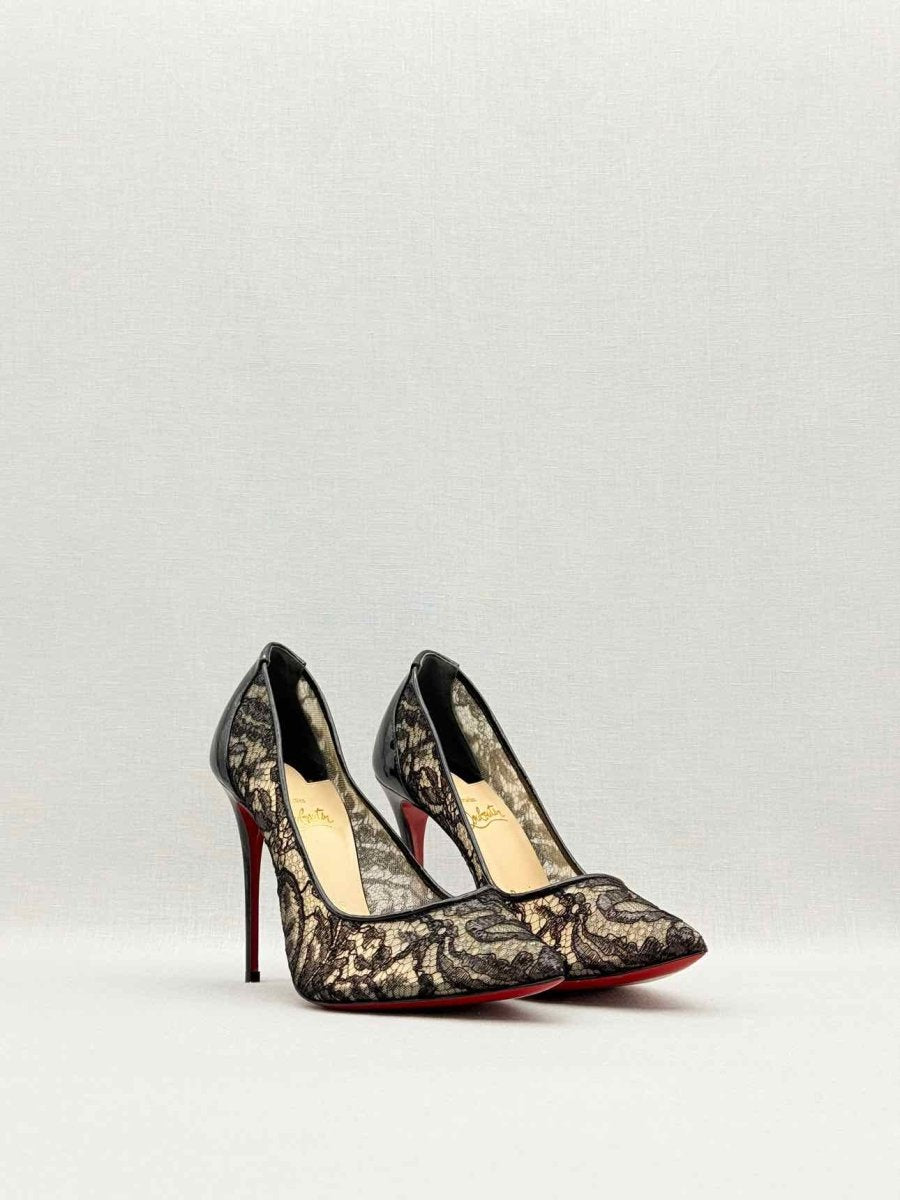 Pre - loved CHRISTIAN LOUBOUTIN Black Lace Size EU 37.5 Pumps at Reems Closet