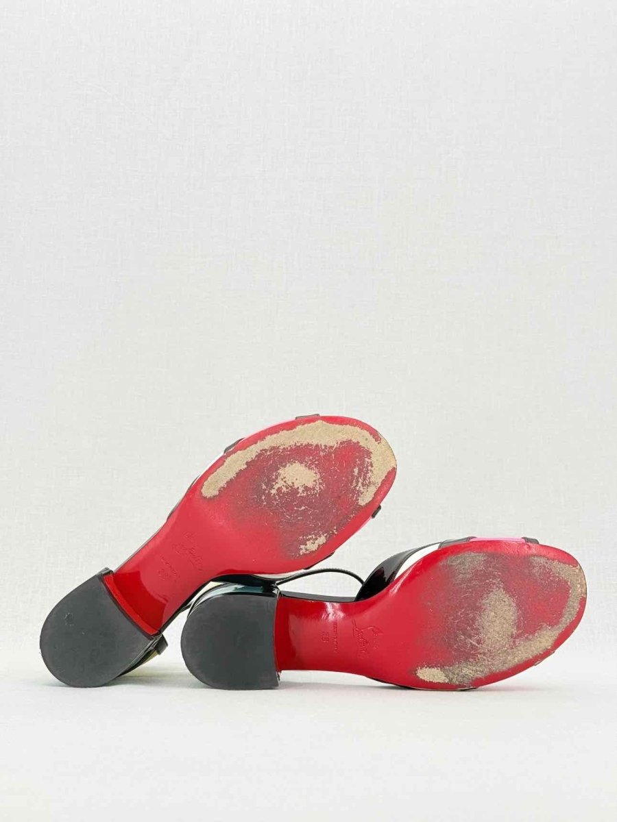 Pre - loved CHRISTIAN LOUBOUTIN Black Multicolor Size EU 38 Sandals at Reems Closet