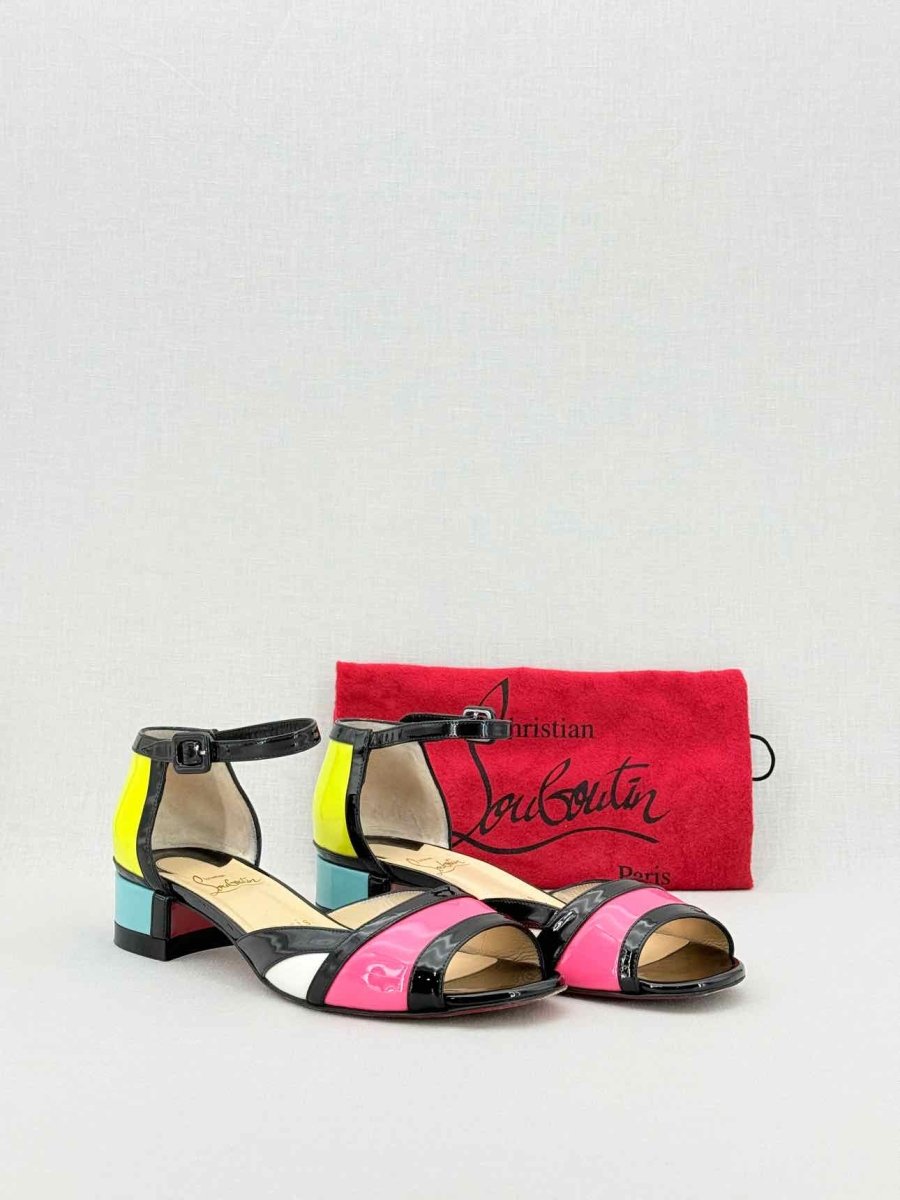 Pre - loved CHRISTIAN LOUBOUTIN Black Multicolor Size EU 38 Sandals at Reems Closet