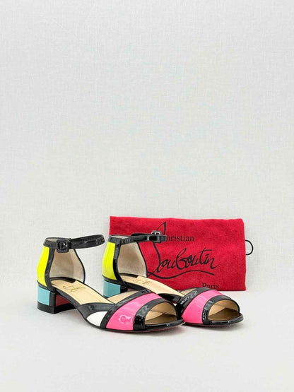 Pre - loved CHRISTIAN LOUBOUTIN Black Multicolor Size EU 38 Sandals at Reems Closet