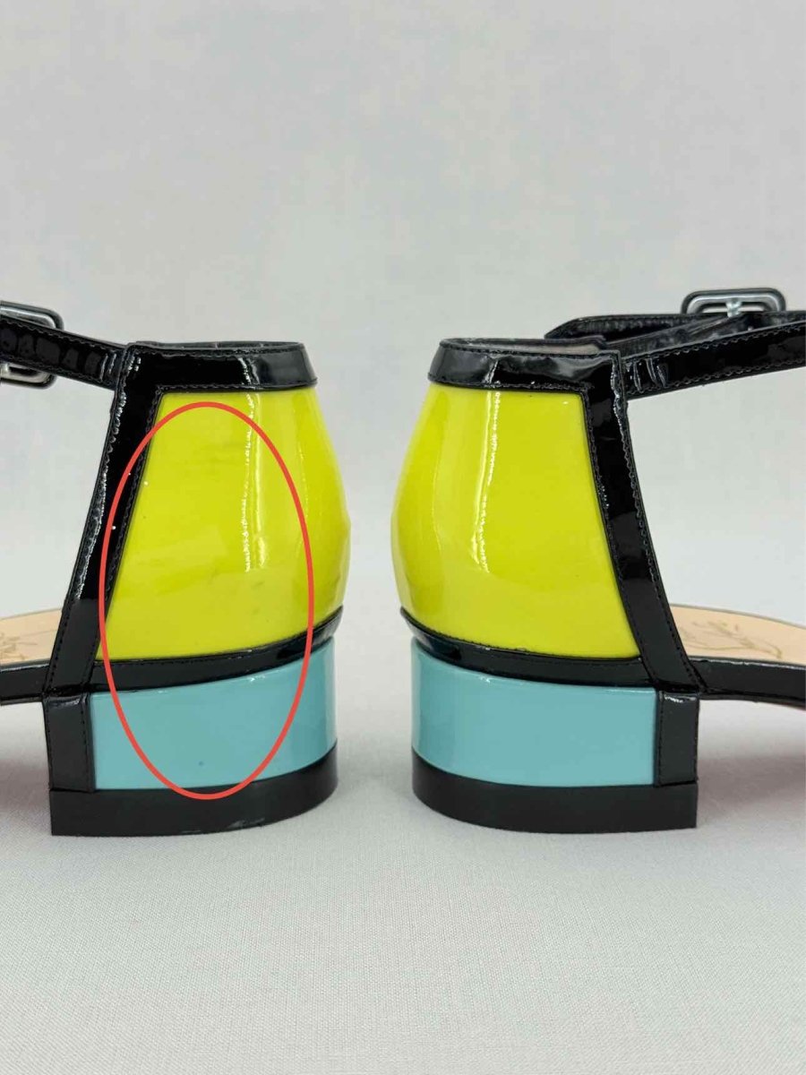 Pre - loved CHRISTIAN LOUBOUTIN Black Multicolor Size EU 38 Sandals at Reems Closet