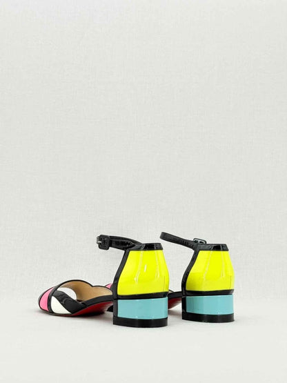 Pre - loved CHRISTIAN LOUBOUTIN Black Multicolor Size EU 38 Sandals at Reems Closet