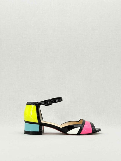 Pre - loved CHRISTIAN LOUBOUTIN Black Multicolor Size EU 38 Sandals at Reems Closet