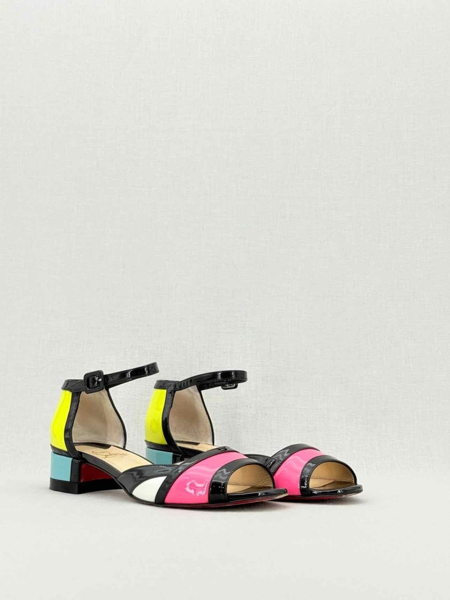 Pre - loved CHRISTIAN LOUBOUTIN Black Multicolor Size EU 38 Sandals at Reems Closet