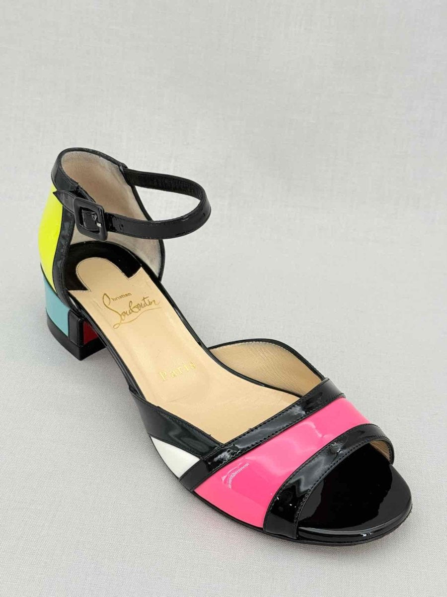 Pre - loved CHRISTIAN LOUBOUTIN Black Multicolor Size EU 38 Sandals at Reems Closet