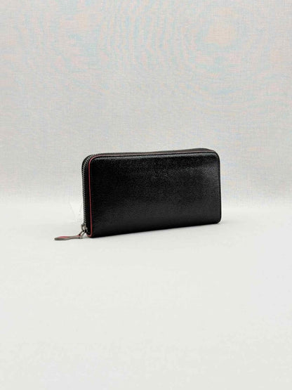 Pre-loved CHRISTIAN LOUBOUTIN Black Pebbled Continental Wallet at Reems Closet