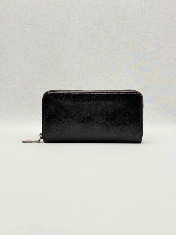 Pre-loved CHRISTIAN LOUBOUTIN Black Pebbled Continental Wallet at Reems Closet